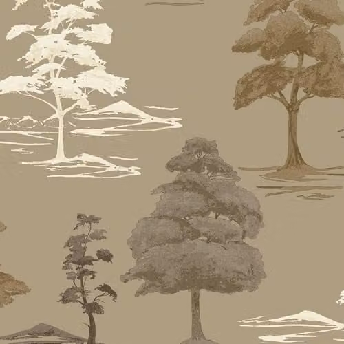 Belgravia Decor Carlotta Tree Champagne Floral and Botanical Wallpaper in Gold and Beige