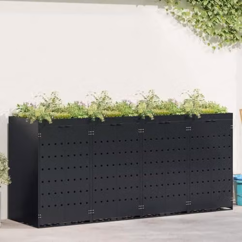 vidaXL Wheelie Bin Storage for 4 Bins, Black, W/D/H: 272 x 77.5 x 121.5 cm – 2