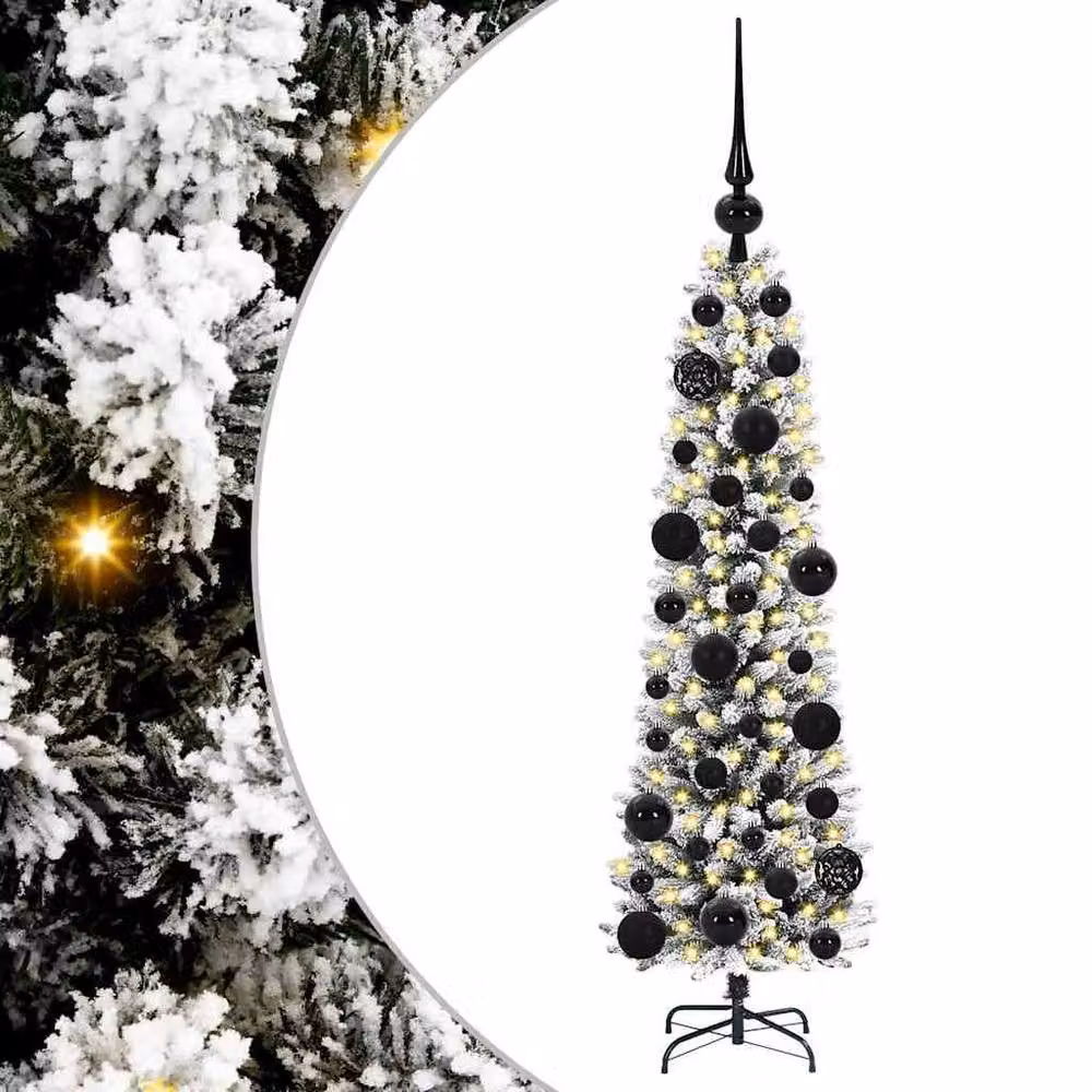 Berkfield Home Artificial Christmas Tree with 150 LEDs in Green, White and Black, Height: 120 cm – 2
