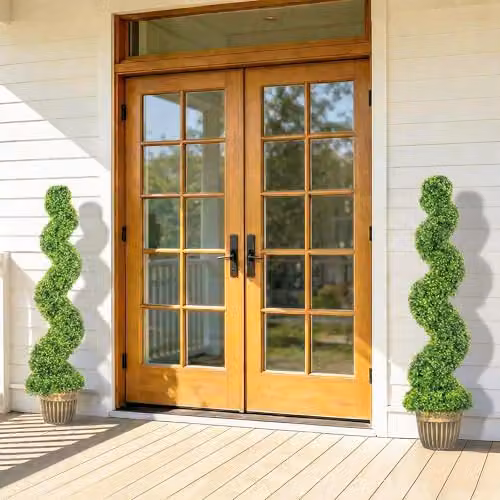 HOMCOM Set of 2 Green Artificial Topiary Spiral Boxwood Trees in Pots, H 150 cm x W 26 cm x D 26 cm – 7
