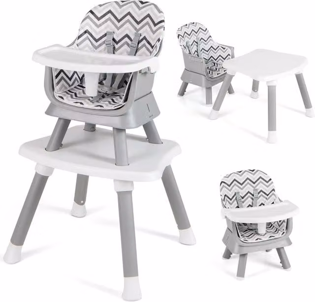 Costway 6-in-1 Baby High Chair and Infant Feeding Chair in Grey