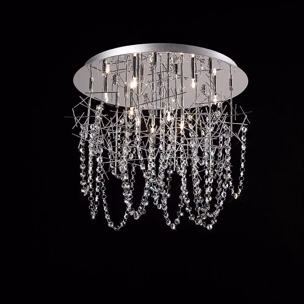 Netlighting Lexi 10 Light G4 Crystal Ceiling Light in Polished Chrome and Grey – 2
