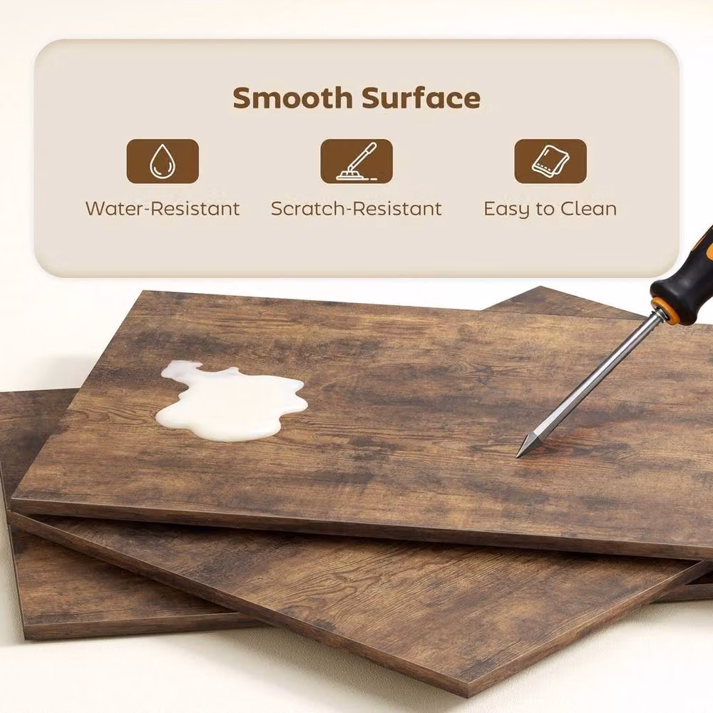 NESTLUNE Foldable Computer Desk in Brown with Wood Finish – 3