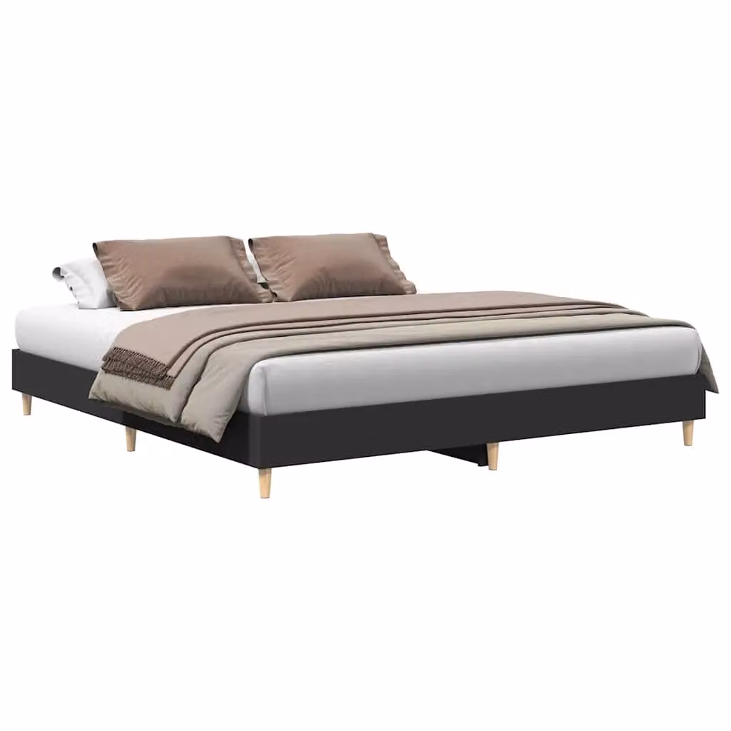 Berkfield Home Black Engineered Wood Bed Frame, W/D/H: 200 x 200 cm – 2