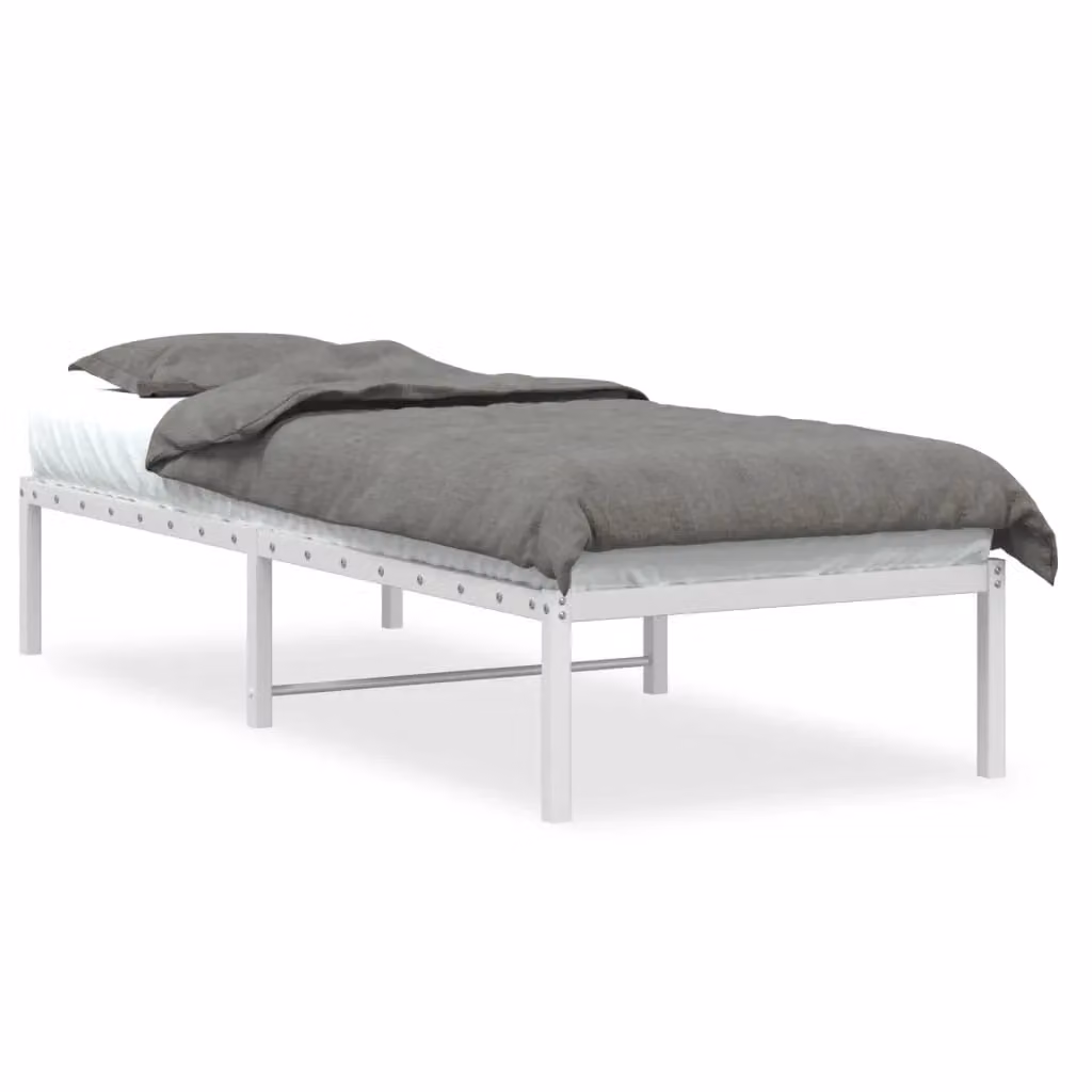 Berkfield Home Metal Bed Frame in White, W/D/H: 75 x 190 cm Small Single – 2