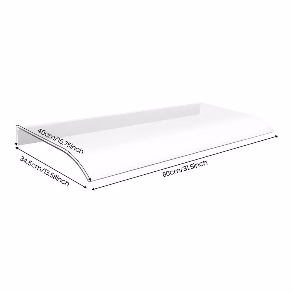 EONLION Transparent Polycarbonate Wall-Mounted Door Canopy, W: 80 cm, D: 40 cm, H: 34.5 cm – 2