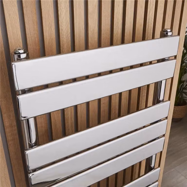 Clifton Chrome Vertical Bathroom Towel Radiator in Silver, H x W: 120 x 50 cm