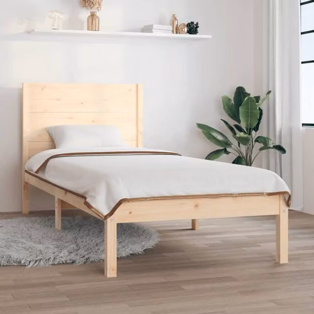 Berkfield Home Rustic Solid Wood Pine Bed Frame, Brown, W/D/H: 90 x 200 cm
