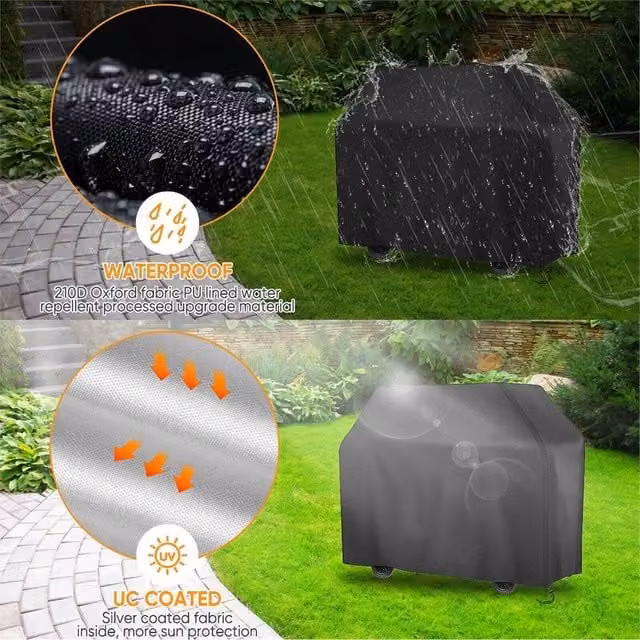 Nordara Heavy Duty Waterproof Polyester BBQ and Smoker Cover in Black, W/D/H: 145 x 117 x 61 cm – 1