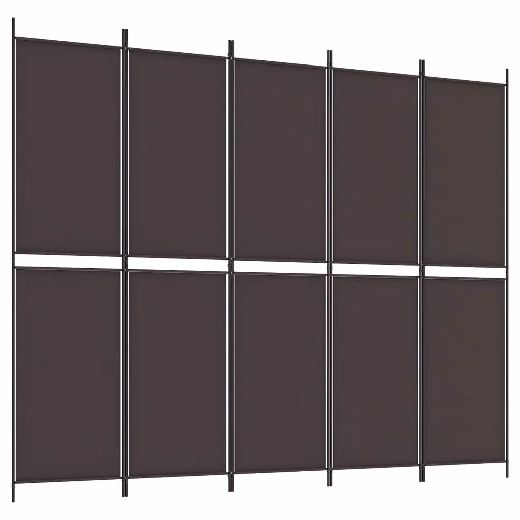 Berkfield Home 5-Panel Fabric Room Divider in Brown, W/H: 250 x 200 cm – 2