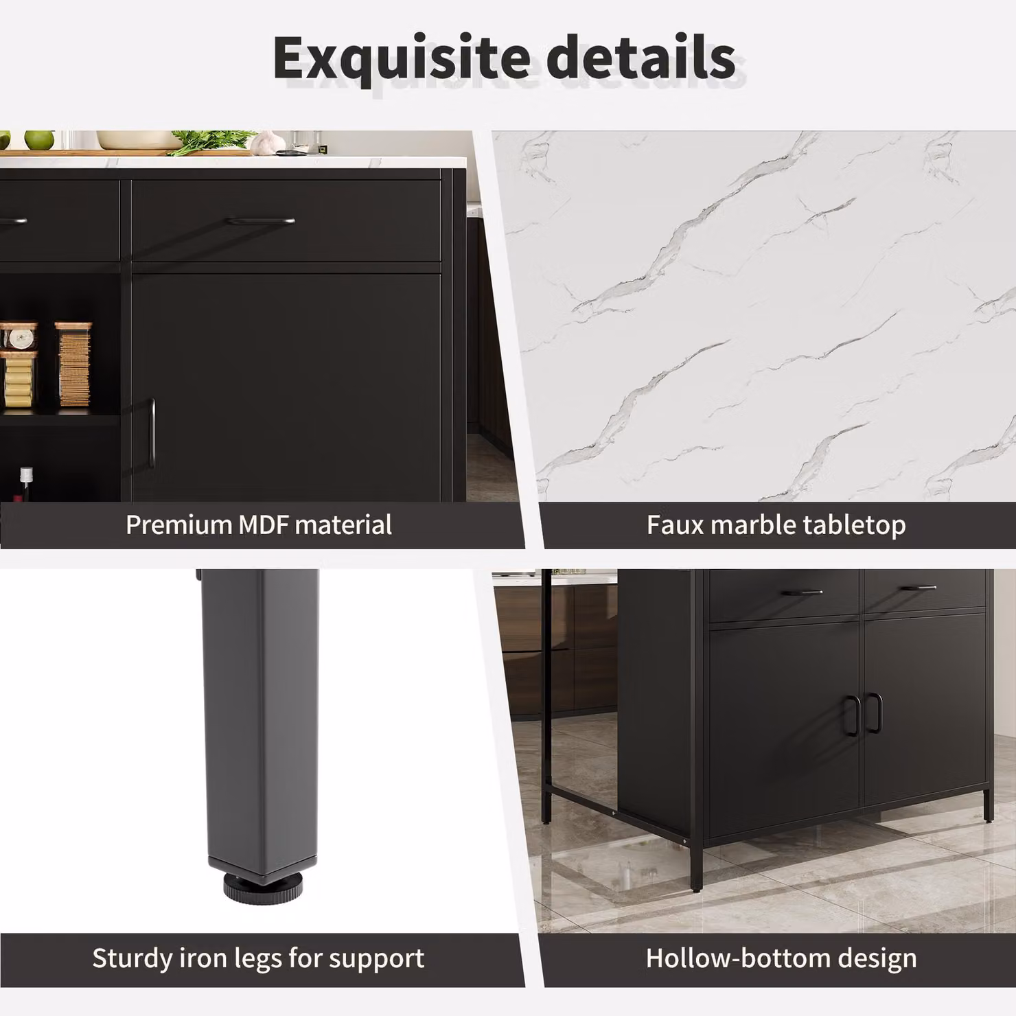 Aosom UK Black Standing Bar Table with MDF Top, Iron Legs and Adjustable Shelves, W: 90 cm, D: 90 cm, H: 90 cm – 5
