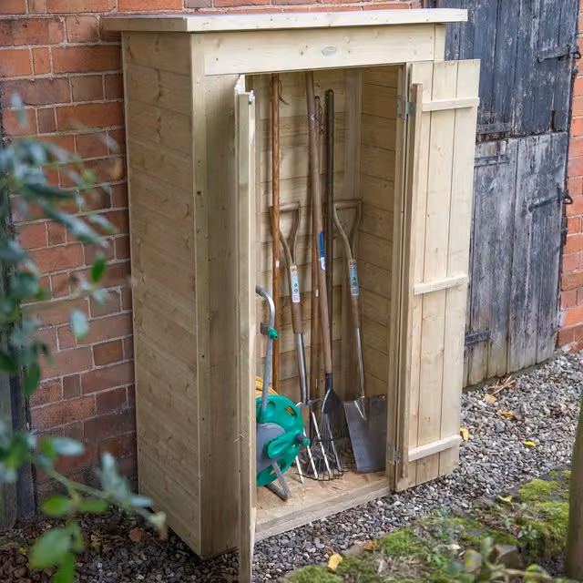 Forest Shiplap Tall Pent Garden Store with Double Doors in Brown Wood