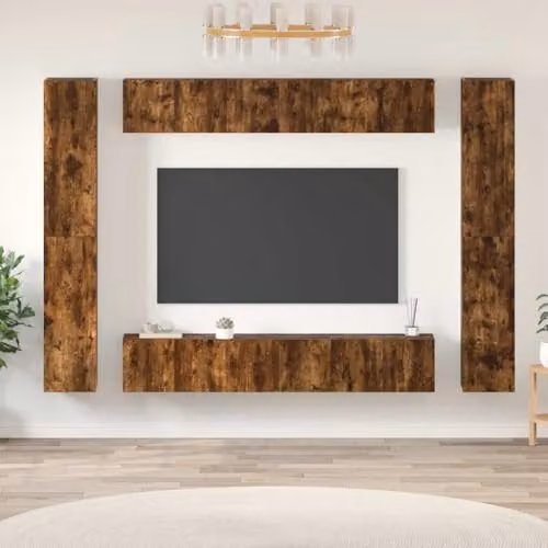 vidaXL 10 Piece Classic TV Cabinet Set in Brown Engineered Wood and MDF – 2
