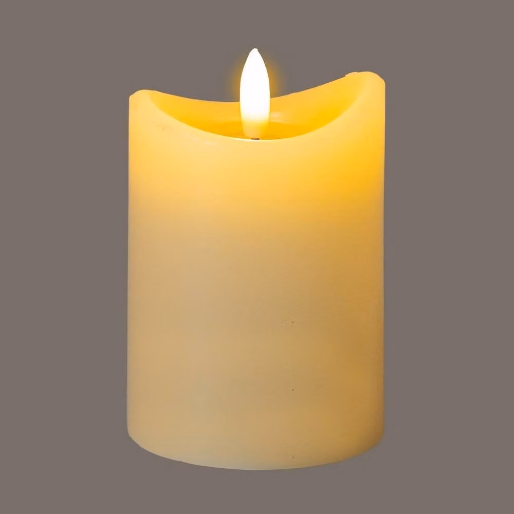 Lemon Pavilion Natural Glow Melted LED Pillar Candle, Beige, H 10 x W 7 x D 7 cm – 2