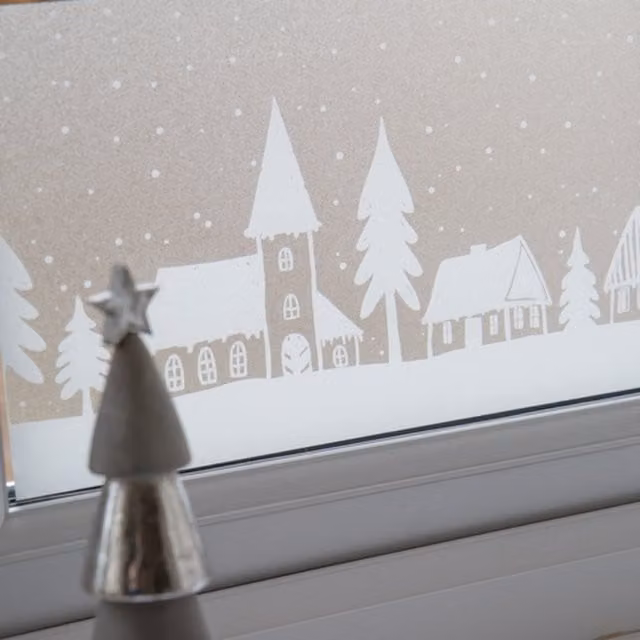 dc fix Winter Xmas Border Homes static cling vinyl window film in white
