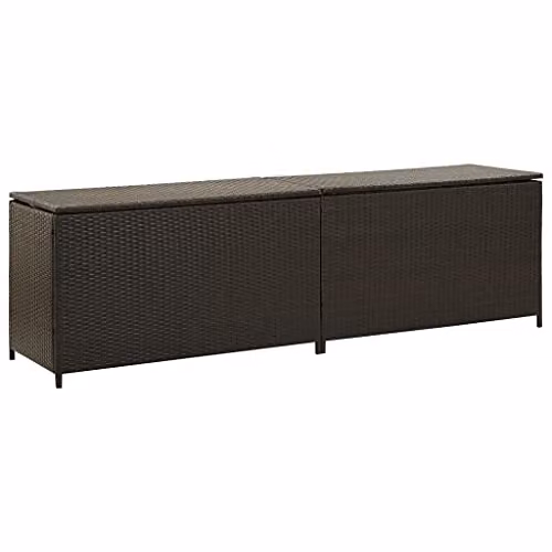 vidaXL Modern Poly Rattan Garden Storage Box, Brown, W/D/H: 200 x 50 x 60 cm – 1