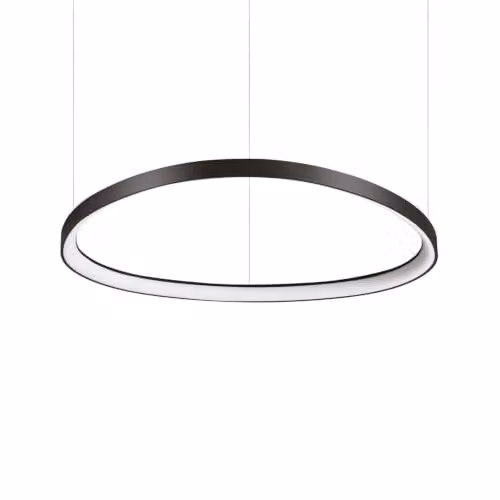 Ideal Lux Gemini LED Integrated Ring Pendant Ceiling Light, Black, Warm White 2700K, Width: 81 cm