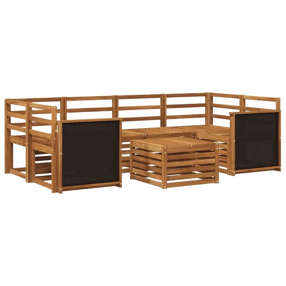 Berkfield Home 7 Piece L-Shape Outdoor Sofa Set in Brown Solid Acacia Wood – 2