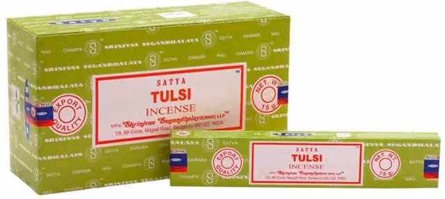 Satya Tulsi Incense Sticks, Handmade Vegan Friendly Indian Incense, Green