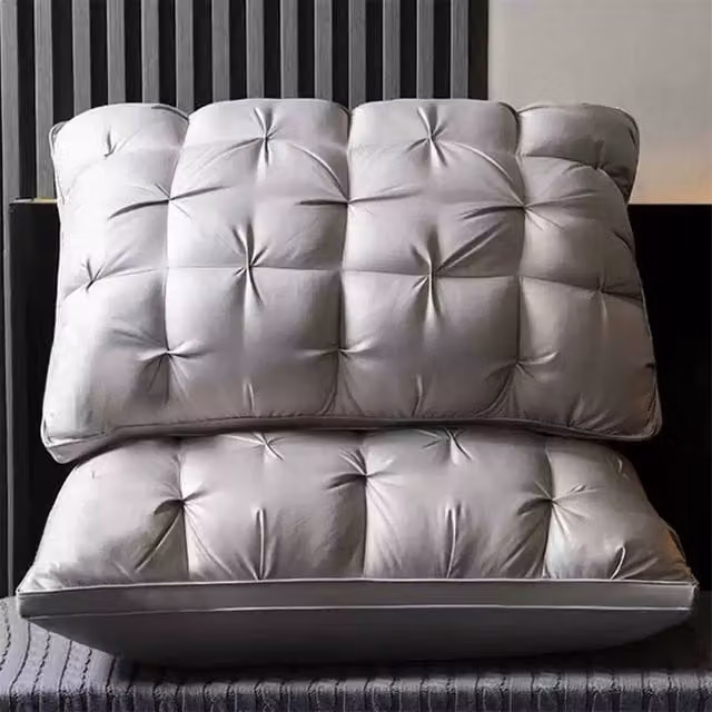 PAWNORA Hotel Quality Anti Allergic Polyester Pillows, Grey, 2 Pack, 800g each – 1