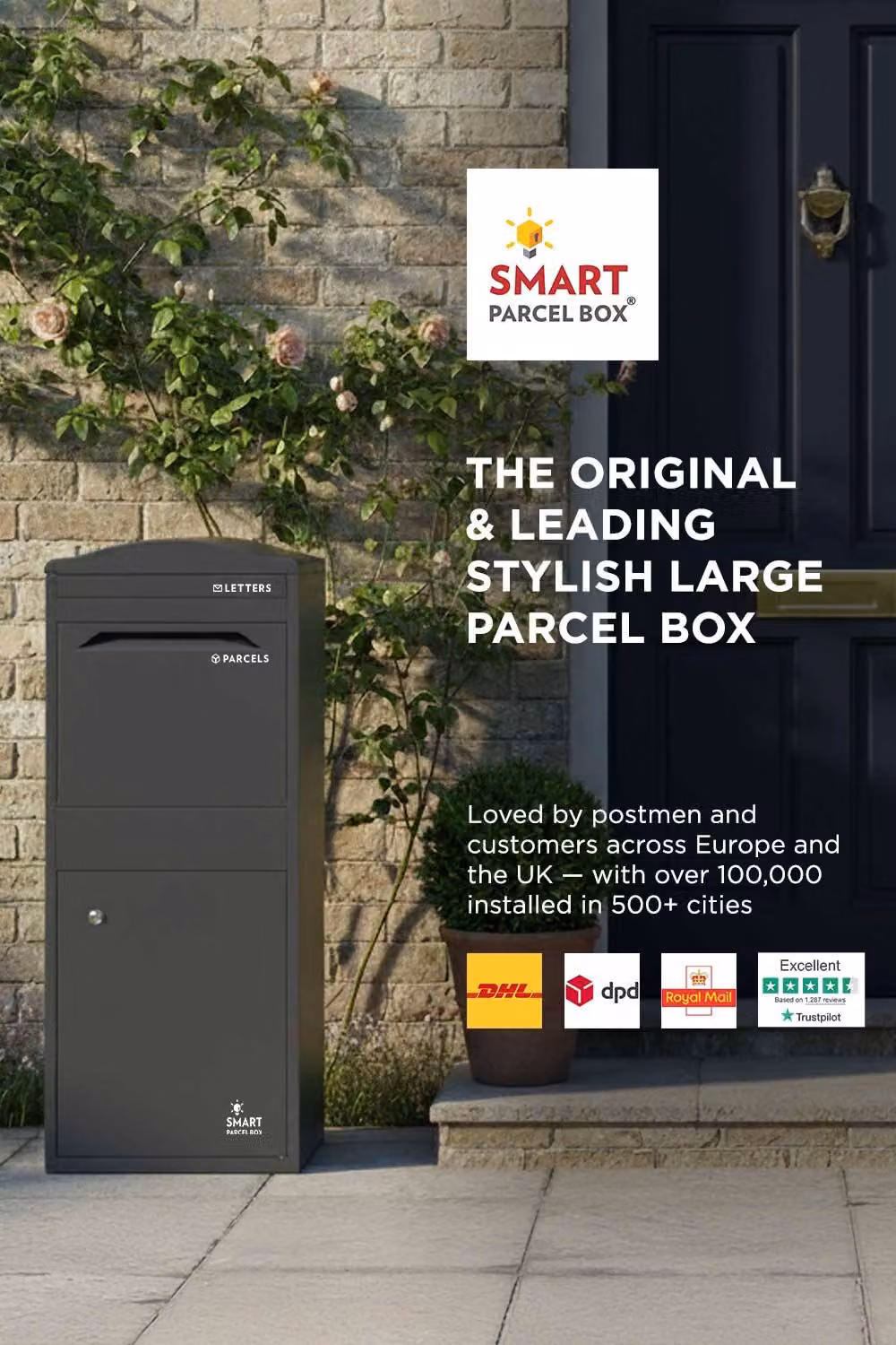Homescapes Smart Parcel Box Large Curved Top Front Access Secure Delivery Box in Grey – 2