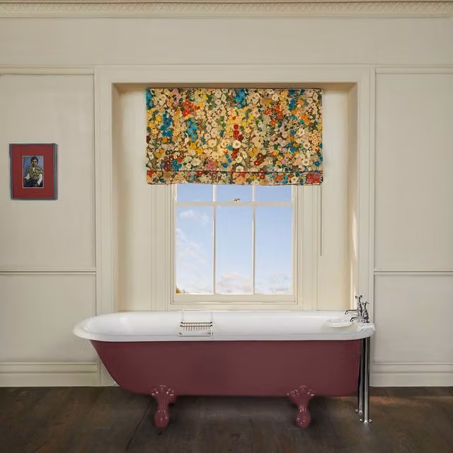 House of Hackney Hollyhocks Velvet Blind in Multicolour Floral Design