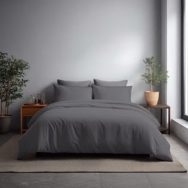 Home Sweet Home UK Grey Microfibre Super King Duvet Cover and Pillowcase Set, W/D/H: 220 x 220 x 220 cm