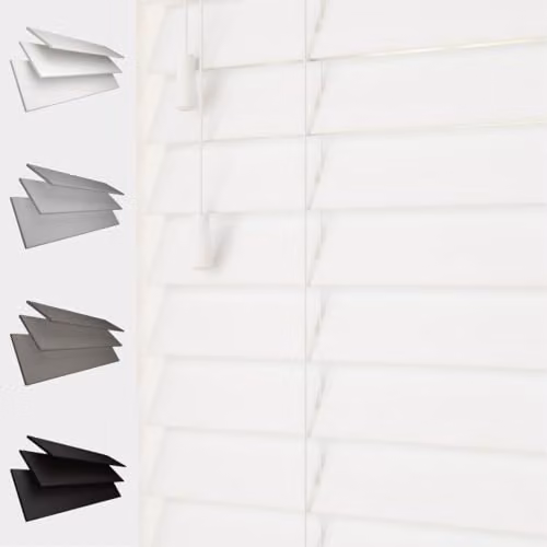 Caecus White Faux Wood Venetian Blind, W: 45 cm, H: 200 cm