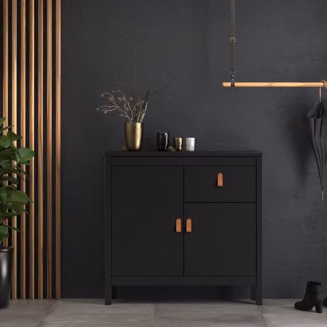 Furniture To Go Barcelona 2-Door 1-Drawer Modern Sideboard in Black and Brown Matt MDF