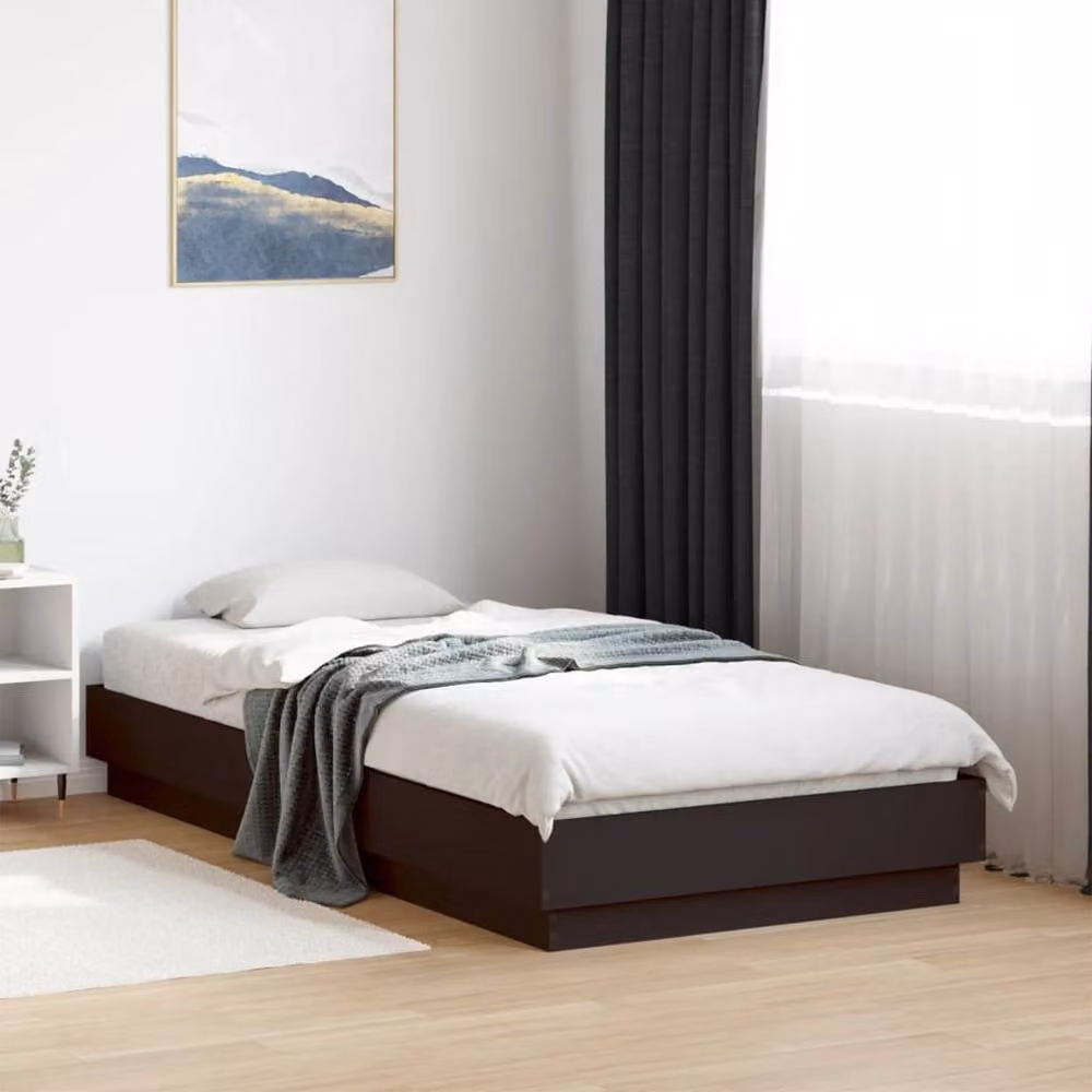 Berkfield Home Small Single Wood Bed Frame, Black, W: 75 cm, L: 190 cm – 2