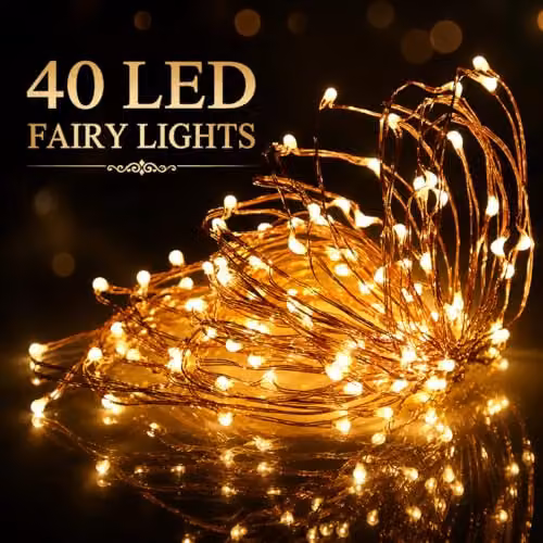 Shatchi 40 LED Warm White Battery Operated Fairy String Lights with 4m Copper Wire – 2
