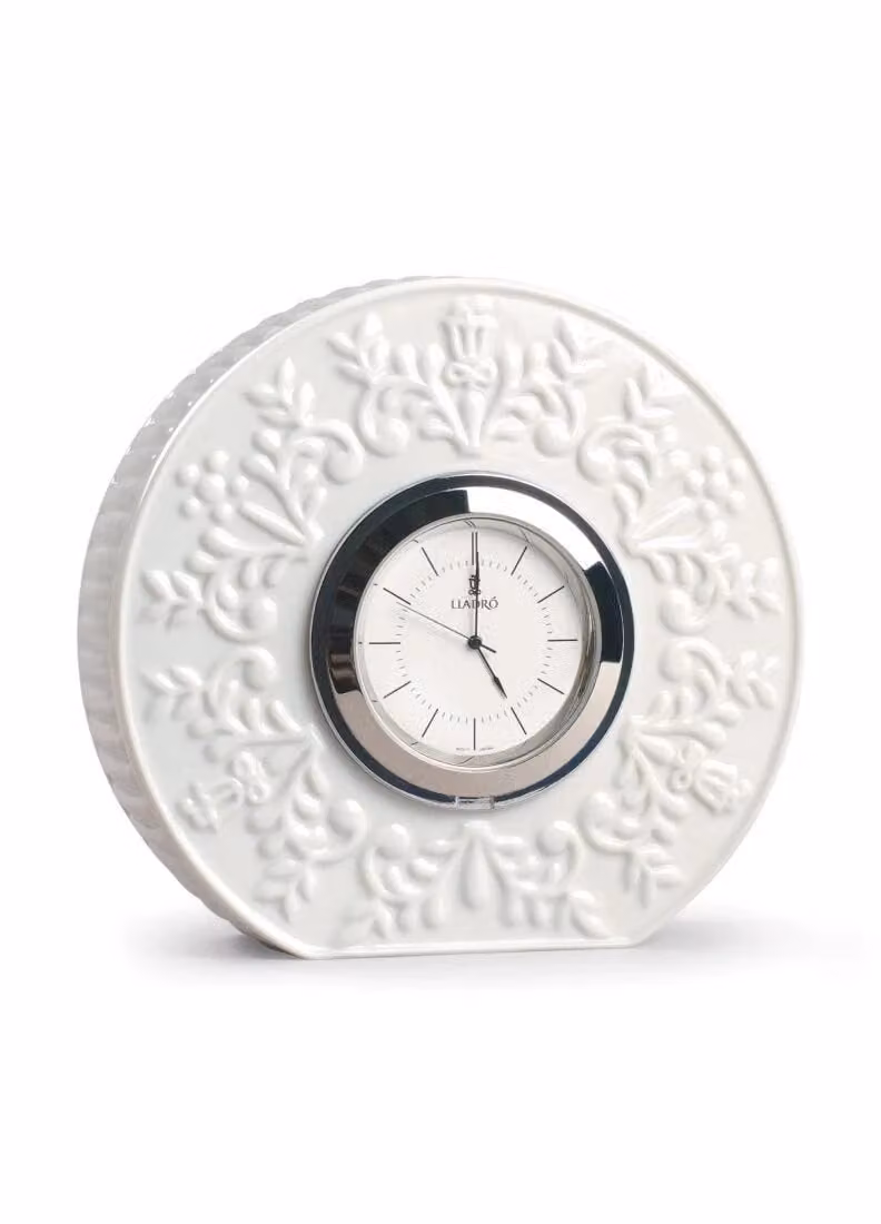 Lladró Logos White Porcelain Analog Tabletop Clock