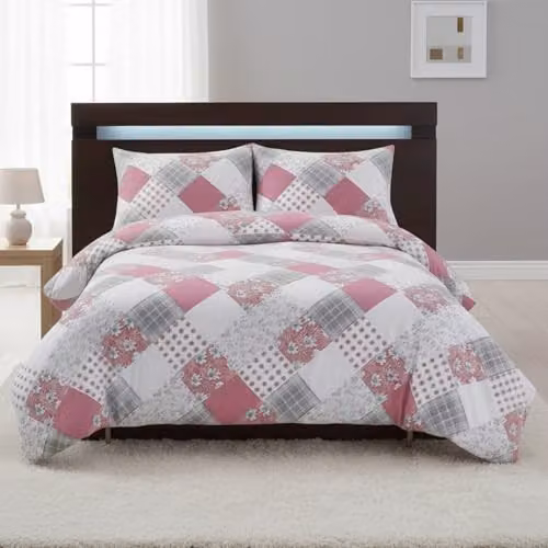 Home Sweet Home UK Fernleigh Floral Design Polycotton Duvet Cover and Pillowcase Set in Pink, W/H: 135 x 200 cm – 3