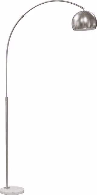 HOMCOM Modern Adjustable Arc Floor Lamp with Silver Tone Metal Finish and Black Faux Marble Base – 1