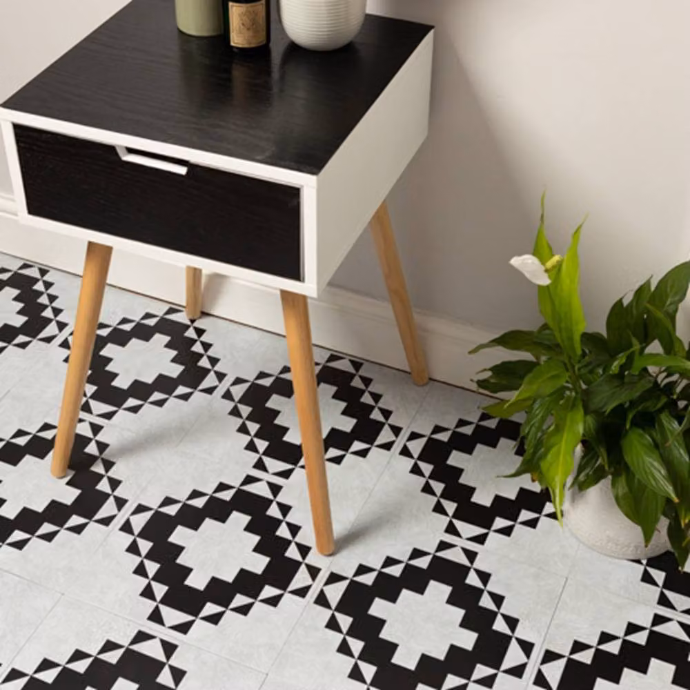 D-C-Fix Victorian Self Adhesive Vinyl Floor Tiles, White, Pack of 11 (1sqm), W/D/H: 30.48 x 30.48 x 30.48 cm – 3