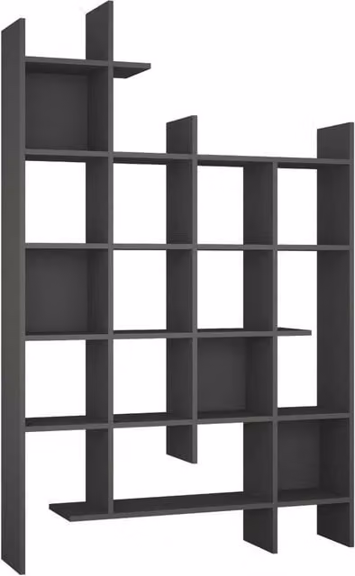 CALICOSY Manco 18-Shelf Shelving Unit in Grey, H 188 cm x W 122 cm x D 25.5 cm