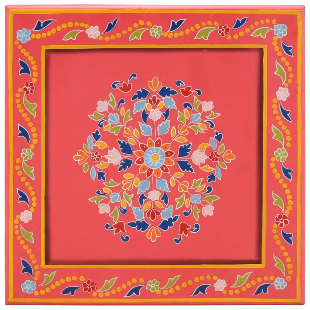 Berkfield Home Pink Hand Painted Solid Mango Wood Coffee Table – 2