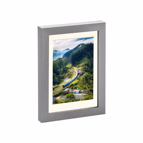 Nicola Spring Single Rectangular Photo Frame in Grey with White Mount, 15 x 20 cm