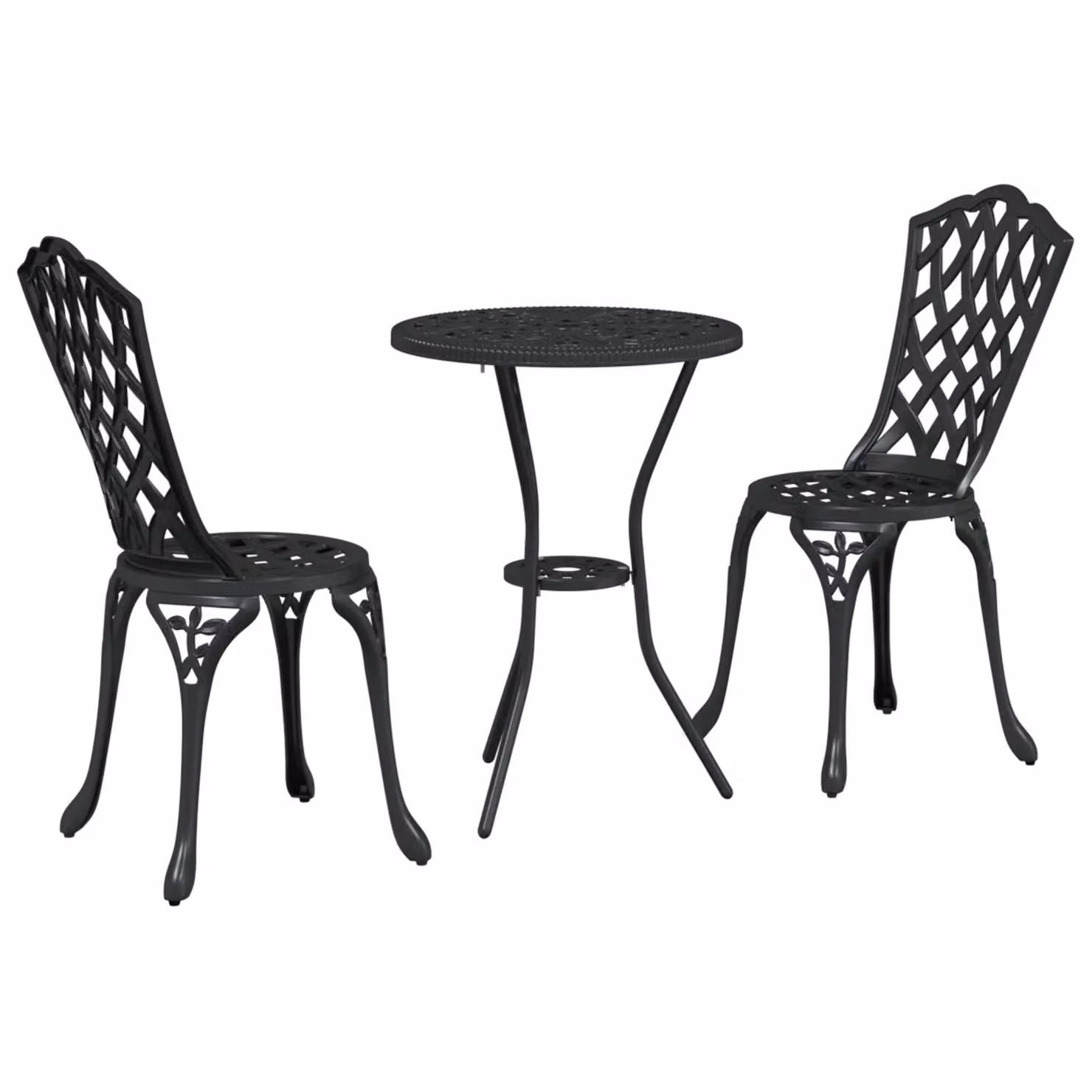 Berkfield Home 3 Piece Garden Bistro Set in Matt Black Powder Coated Aluminium – 2