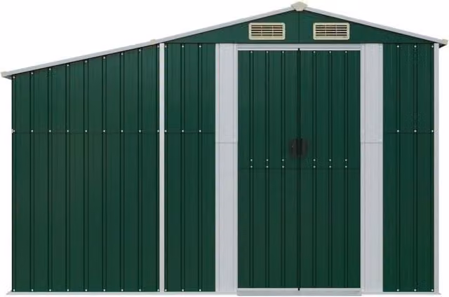 Berkfield Home Green Galvanised Steel Garden Shed W/D/H: 277 x 93 x 179 cm – 1