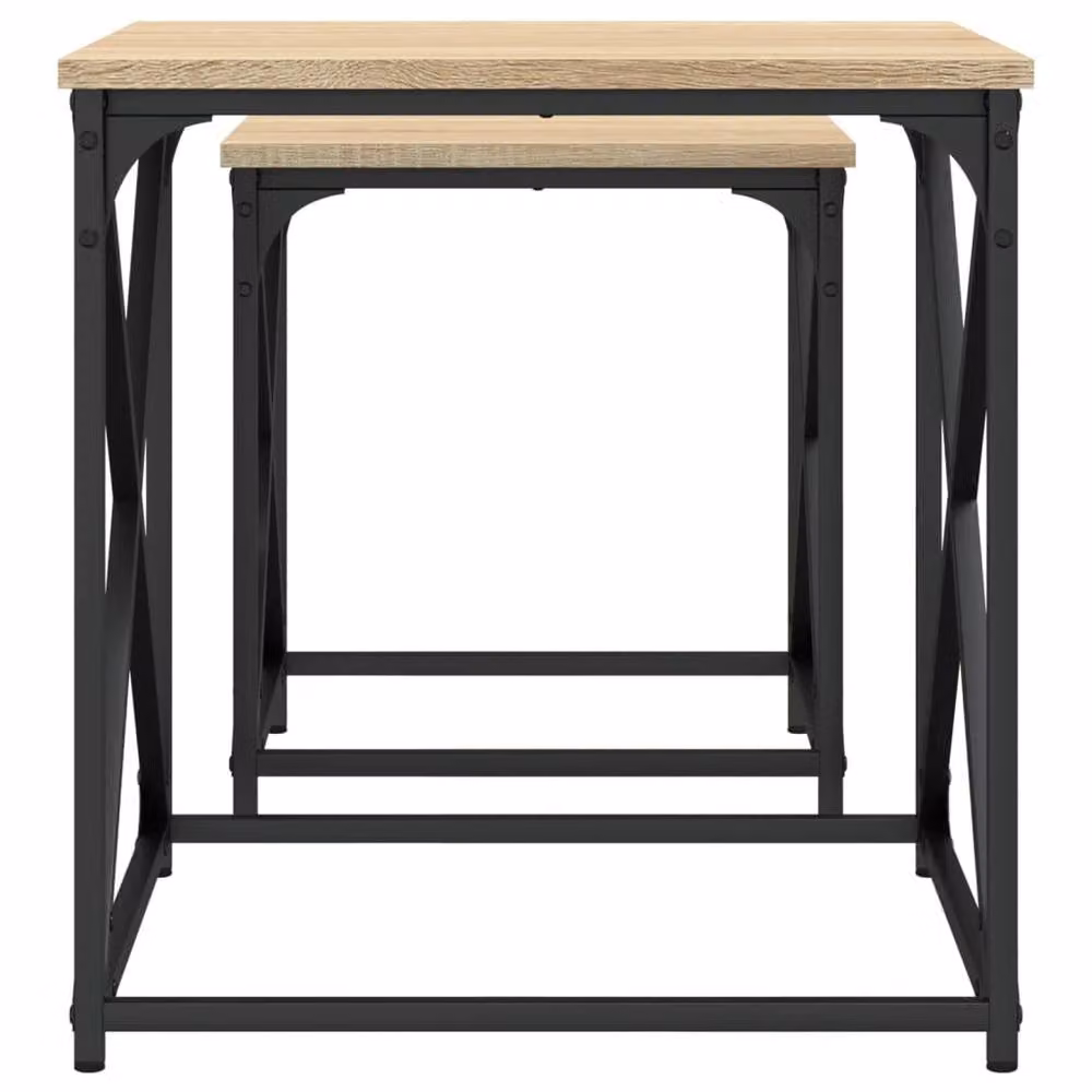 Berkfield Home Nesting Coffee Tables, 2 Piece Set in Sonoma Oak Brown Engineered Wood – 4