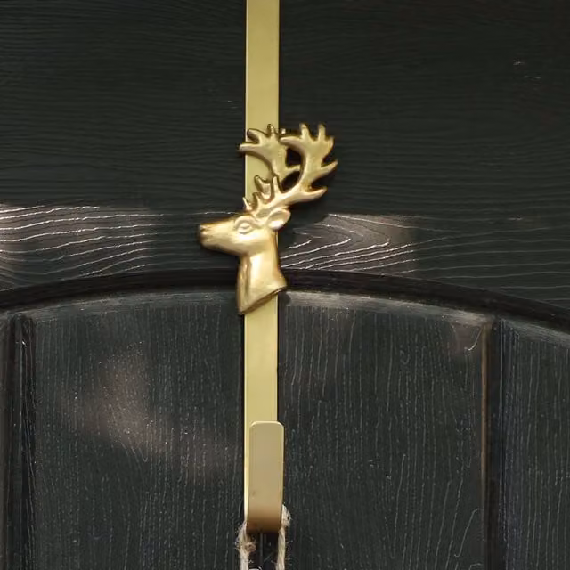 Dibor Brushed Gold Deer Over Door Christmas Wreath Hanger Hook