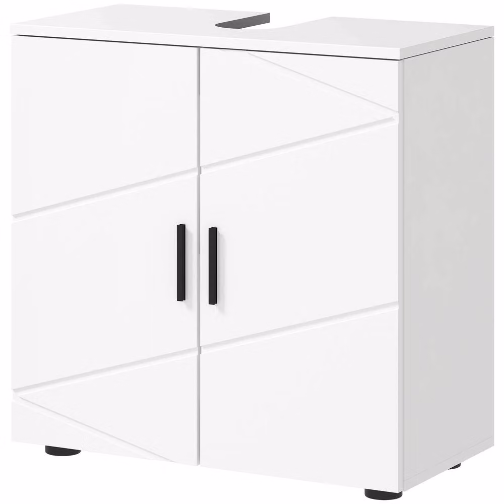 STILVORA White Under Sink Bathroom Cabinet with Soft Close Hinged Doors and Internal Shelves – 2