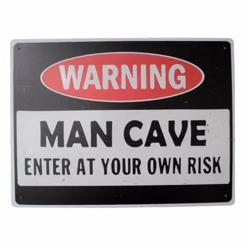 Gifts Direct 2 U Man Cave Enter At Your Own Risk Metal Wall Sign, Multicolour and Black, W: 40.0 cm, H: 30.0 cm