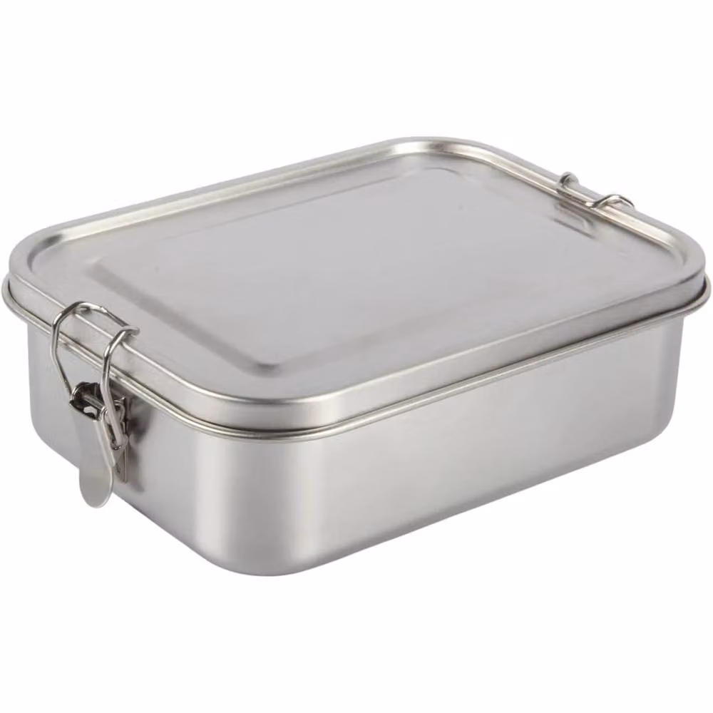 NESTLUNE 3-Piece Silver Metal Bento Lunch Box, 1150ml Stainless Steel Food Container – 1