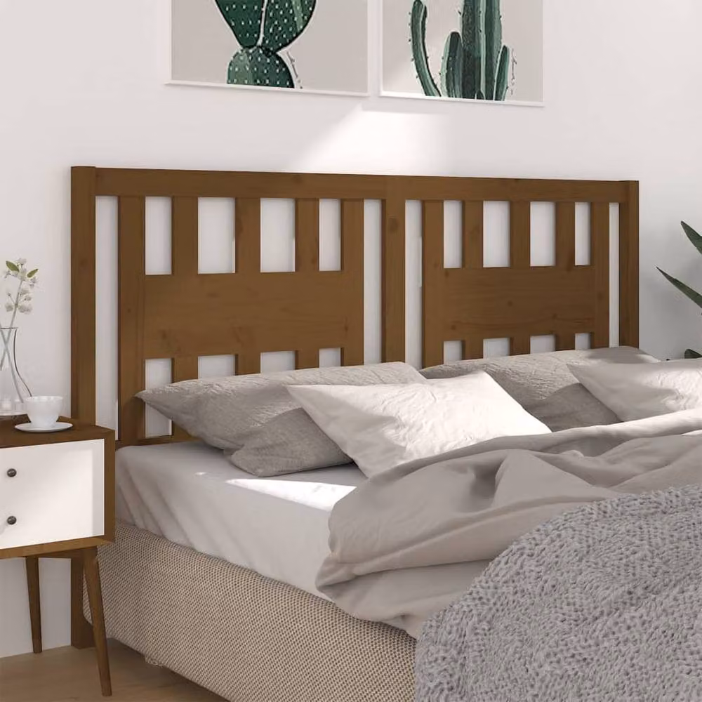 Berkfield Home Rustic Solid Wood Pine Headboard in Honey Brown, W: 126 cm, D: 4 cm, H: 100 cm – 2