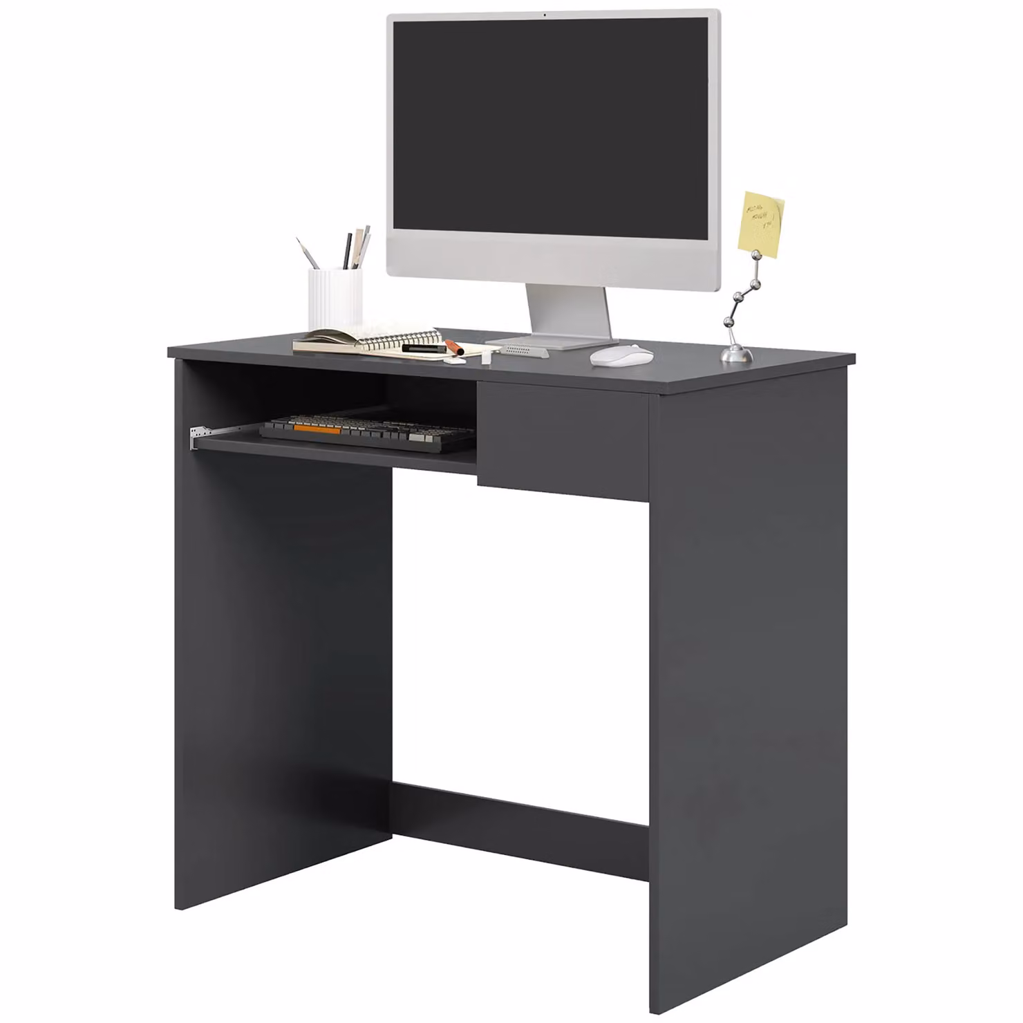HOMCOM Modern Compact Computer Desk in Grey, W/D/H: 80 x 45 x 75 cm – 2