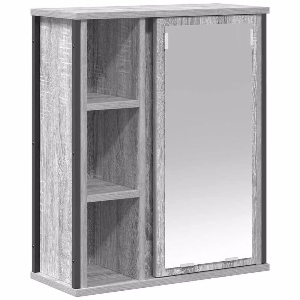 Berkfield Home Decorative Grey Sonoma Bathroom Wall Cabinet with Mirror, W/D/H: 50 x 21 x 60 cm – 2