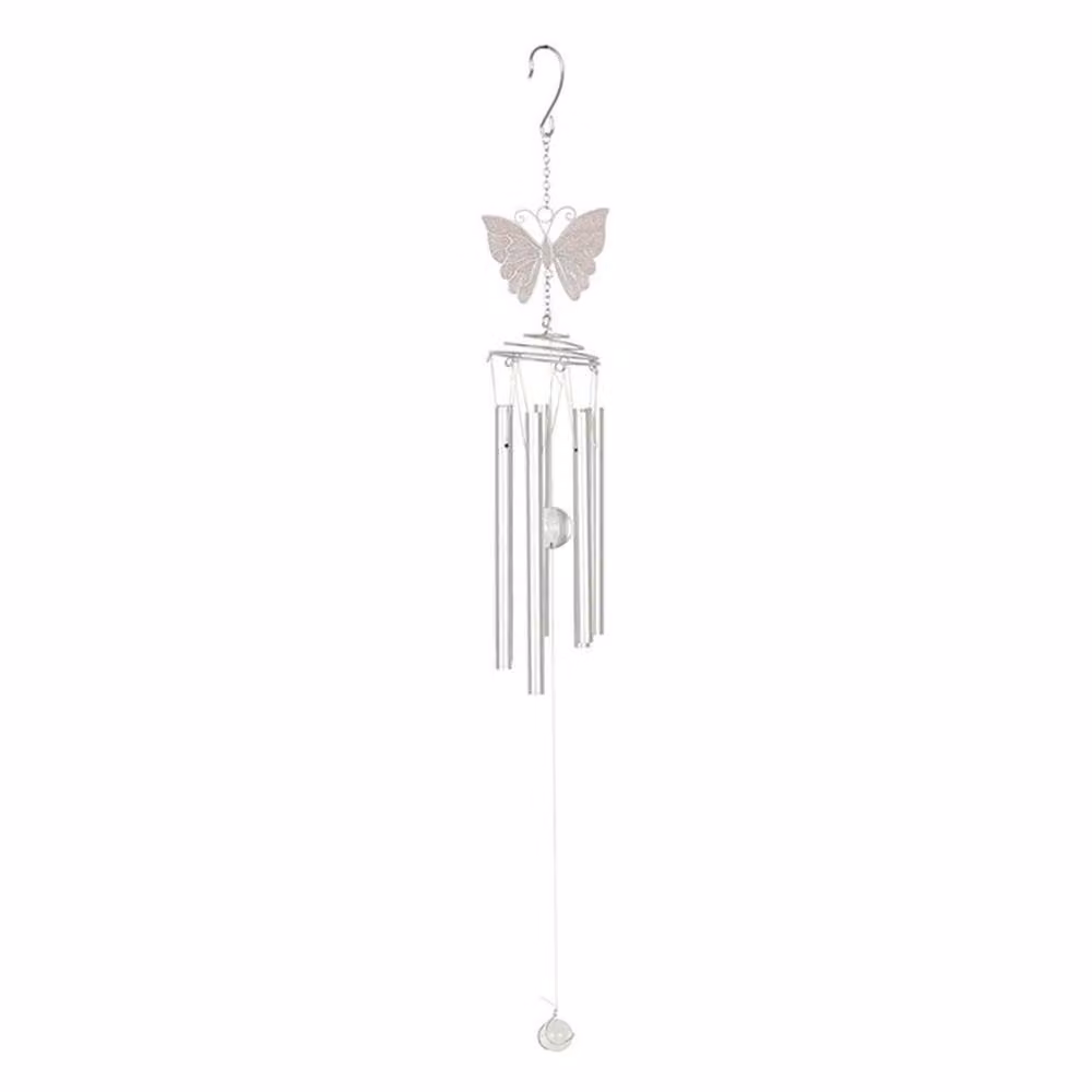 Uniqueful White and Silver Butterfly Hanging Windchime – 2
