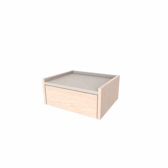 Decortie Brisa Wall Mounted Bedside Table with Tray Top in Sonoma Oak and Sandstone